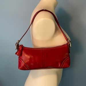 Coach Red Leather Shoulder-bag Baguette Handbag
